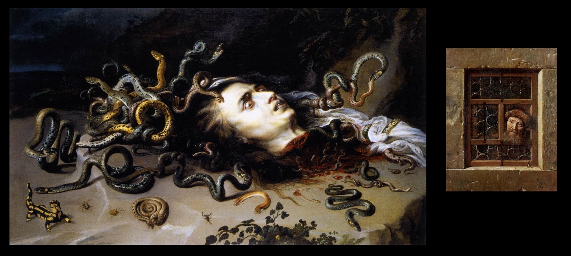 Peter Paul Rubens - The Head of Medusa and Samuel van Hoogstraten - Old man in window