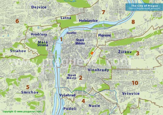 prague map of districts